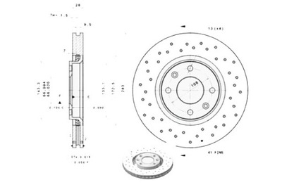 DISCO HAMULCOWA, BREMBO XTRA, NAWIERCANA, PARTE DELANTERA L/P, SR. ZEW. 283 MM, GR.  