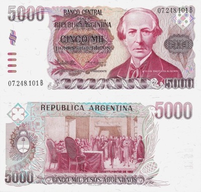 Argentyna 1984-1985 ND - 5000 Pesos argentinos Pick 318 UNC