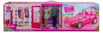 Barbie 2 Lalki Szafa Auto Kabriolet Mattel GVK05
