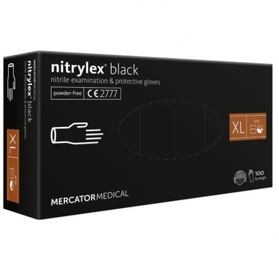 MERCATOR BLACK Rękawice nitrylowe czarne XL 100szt