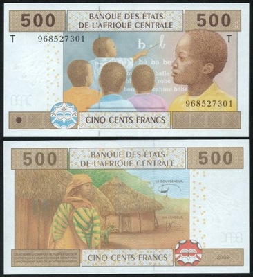 $ Afryka Centralna - Kongo 500 FRANCS P-106Td UNC 2002