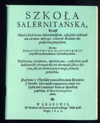 Szkoła Salernitańska lekarze cyrulicy apteka 1985