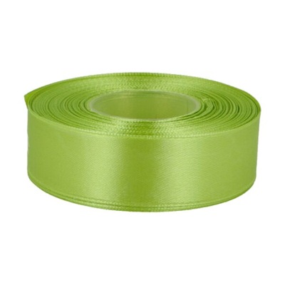 TASIEMKA SATYNOWA WSTĄŻKA ATŁASOWA TAŚMA OZDOBNA 25mm 25m JASNY ZIELONY