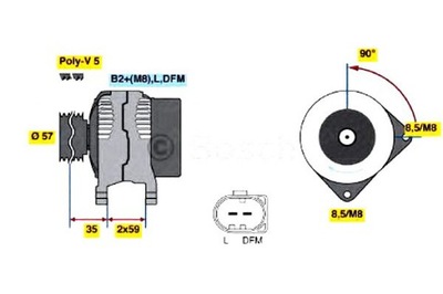 Bosch генератор 14v, 90a seat cordoba, ibiza ii фото №1