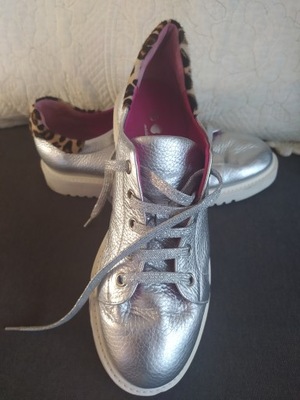 la babe włoskie skórzane srebrzyste buty 38,5