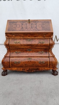 SEKRETARZYK W STYLU NEOBAROKOWYM. NA CAŁOŚCI PIĘKNY CZECZOT ORZECHOWY.