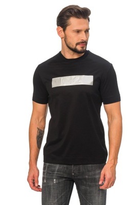 EMPORIO ARMANI czarny t-shirt ze srebrnym logo r L