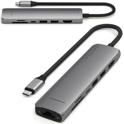 SATECHI 7w1 Slim Multiport Adapter - Hub USB-C 2x USB-A HDMI 4K Ethernet SD