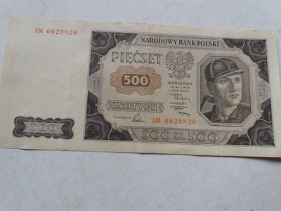 banknot 500 zł 1948 górnik stan II +