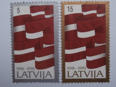 Łotwa - 75 lat Łotwy - Mi.361-62 OPIS ! **