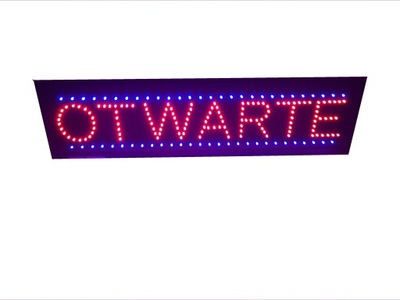 Reklama diodowa LED OTWARTE 77x20 cm neon szyld