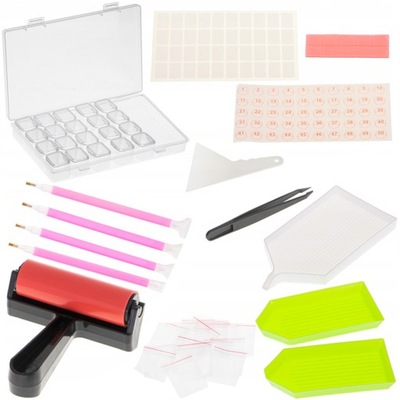 MEGA ZESTAW AKCESORIÓW DO HAFTU DIAMENTOWEGO HANDMADE DIAMOND PAINTING