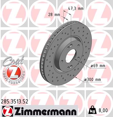 ZIMMERMANN 285.3513.52 DISKU STABDŽIŲ 