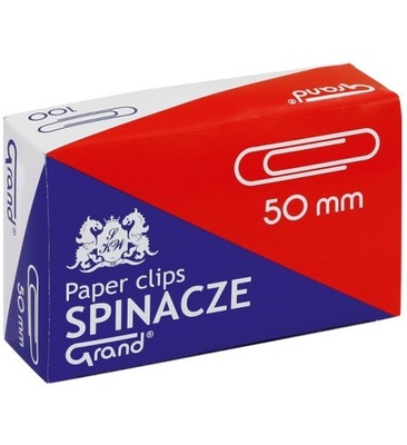 Spinacze 50 mm, okrągłe, srebrne, 100 sztuk, Grand