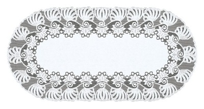Obrus bieżnik biały owalny żakardowy 60x120 120x60 na stół ławę stolik
