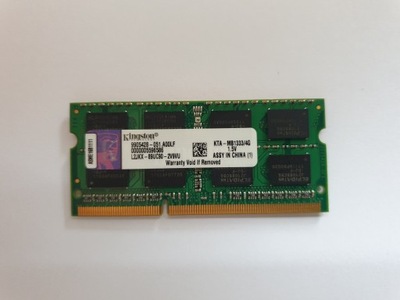 PAMIĘĆ RAM KINGSTON 4GB DDR3 SO-DIMM PC3 10600S 1333MHz KTA-MB1333/4G