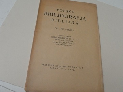 1932 POLSKA BIBLIOGRAFIA BIBLIJNA 1900 1930