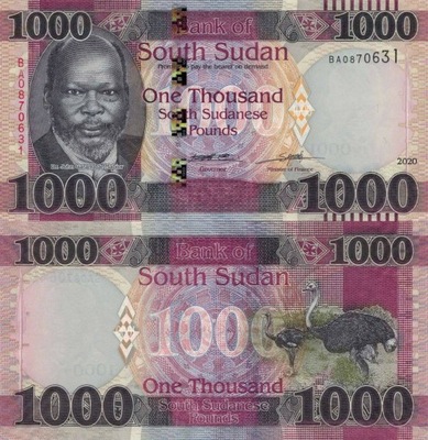 SUDAN POŁUDNIOWY 1000 Pounds 2020 P-17 UNC