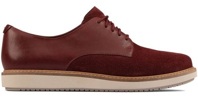 Półbuty Clarks Glick Darby Merlot skórzane bordowe 37,5