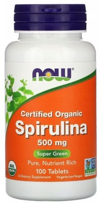 NOW FOODS SPIRULINA ORGANICZNA ALGI 500 mg 100 tabletek