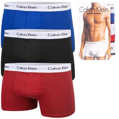 Bokserki męskie CALVIN KLEIN majtki 3 PARY czarne/czerwone/niebieskie r. M