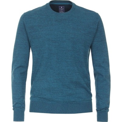 niebieski melanż, gładki bawełniany sweter męski pod szyję Redmond L