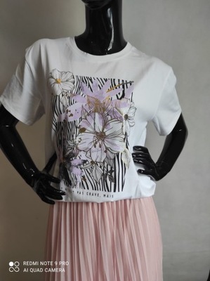 T-shirt kwiaty paski lila M L ** z Wloch ** 38 40 bluzka