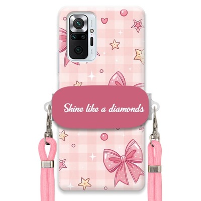 Etui Do XIAOMI REDMI NOTE 10 PRO MAX Różowy Sznurek + Uchwyt Kobiece Urocze
