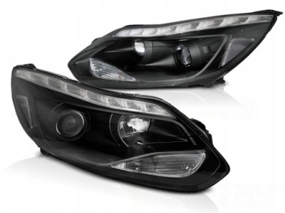 Лампи передні ford focus 3 iii mk3 11-14 led black + двигуни reg. безкоштовно фото №1