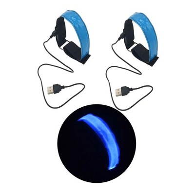 2 szt. Ładowalne diody LED na USB Opaski o wysokiej widoczności dla kobiet Niebieskie