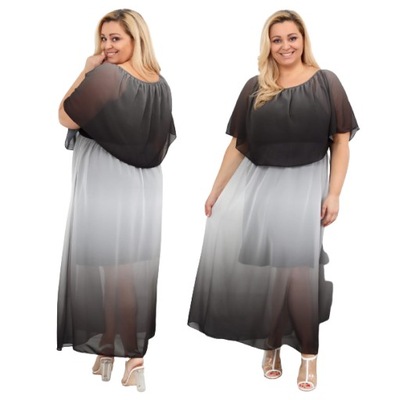 SUKIENKA OVERSIZE DŁUGA maxi ombre szara