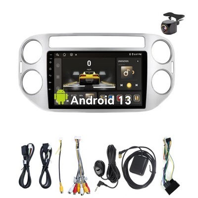 2DIN ANDROID 13 RADIO AUTOMOBILINIAI DLA VW VOLKSWAGEN TIGUAN 1 NF 2006-2016 