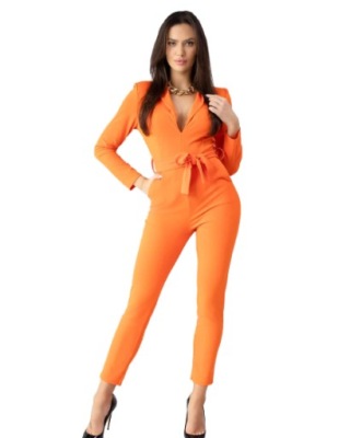 POMARAŃCZOWY DOPASOWANY kombinezon z paskiem