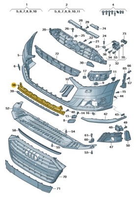 Нижняя средняя решётка бампера перед audi a8 d5 aso оригинал nowa фото №1