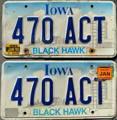 Tablice rejestracyjne z USA Iowa komplet para