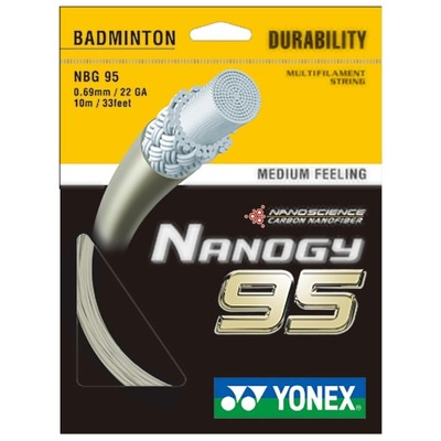 Naciąg badmintonowy Yonex Nanogy 95 set. 10 m. 0,69 mm. silver grey