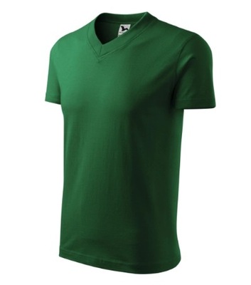 Bawełniana Męska Koszulka V-NECK w serek Zielona MALFINI roz. 3XL