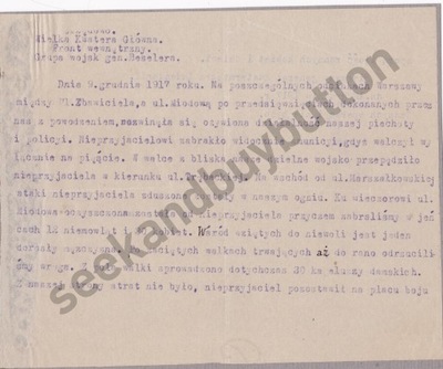 DOKUMENT PROPAGANDA ZAMIESZKI W WARSZAWIE GRUDZIEN 1917 KRÓLESTWO POLSKIE