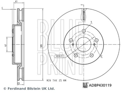 DISCO DE FRENADO TOYOTA ADBP430119 BLUE PRINT BLUE PRINT ADBP430119 DISCO  