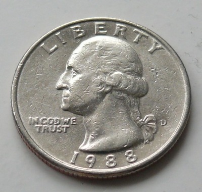 USA - 25 CENTÓW QUARTER DOLLAR LIBERTY 1988 r. D (3)