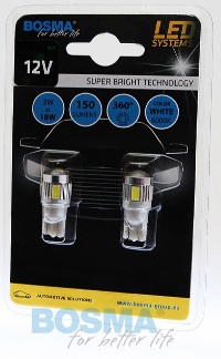 ЛАМПОЧКА 12V 6XLED SMD5630 T10 БЕЛАЯ 6000K 2 ШТУКИ