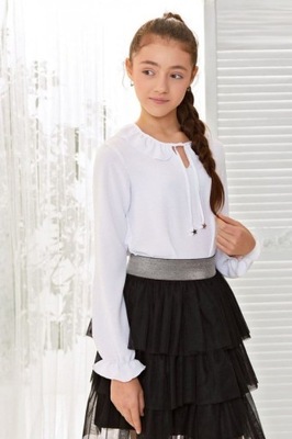 Bluzka dziewczęca biała z długim rękawem Jomar rozmiar 152