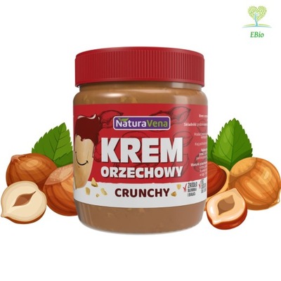 KREM ORZECHOWY CRUNCHY 100 % BEZ SOLI I CUKRU 340G NATURAVENA