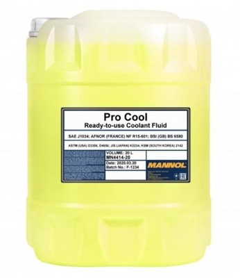 MANNOL PRO COOL 20L ЖИДКОСТЬ DO РАДИАТОРОВ МОТОЦИКЛЕТНЫХ