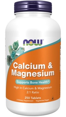 NOW Foods Calcium & Magnesium WAPŃ MAGNEZ MOCNE KOŚCI SKURCZE 250tab