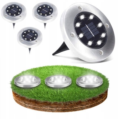 4x LAMPA SOLARNA GRUNTOWA OGRODOWA LED DYSK TARAS