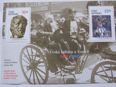 Czechy - Czeska kultura w Paryżu - Rodin i Mucha - Mi. bl.16 **