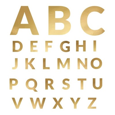 Baner alfabet LITERY A - Z złoty 14 cm 63 szt napis do zawieszenia