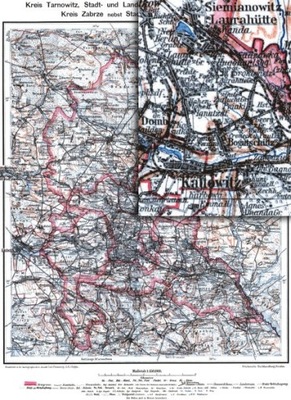 Stara Mapa 45 Górny Śląsk Mapa administracyjna powiaty miejskie 1894