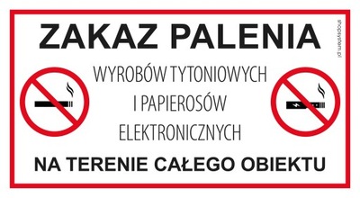 NAKLEJKA INFORMACYJNA ZAKAZ PALENIA TYTONIU DUŻA